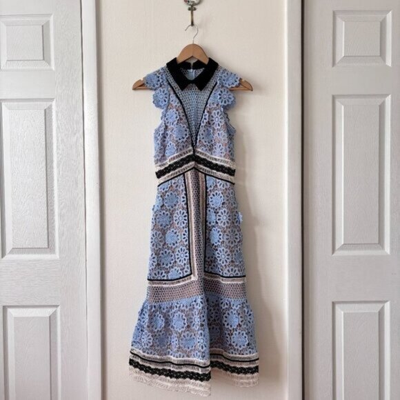 Self Portrait Floral Lace Panel Midi Dress - Picture 6 of 12